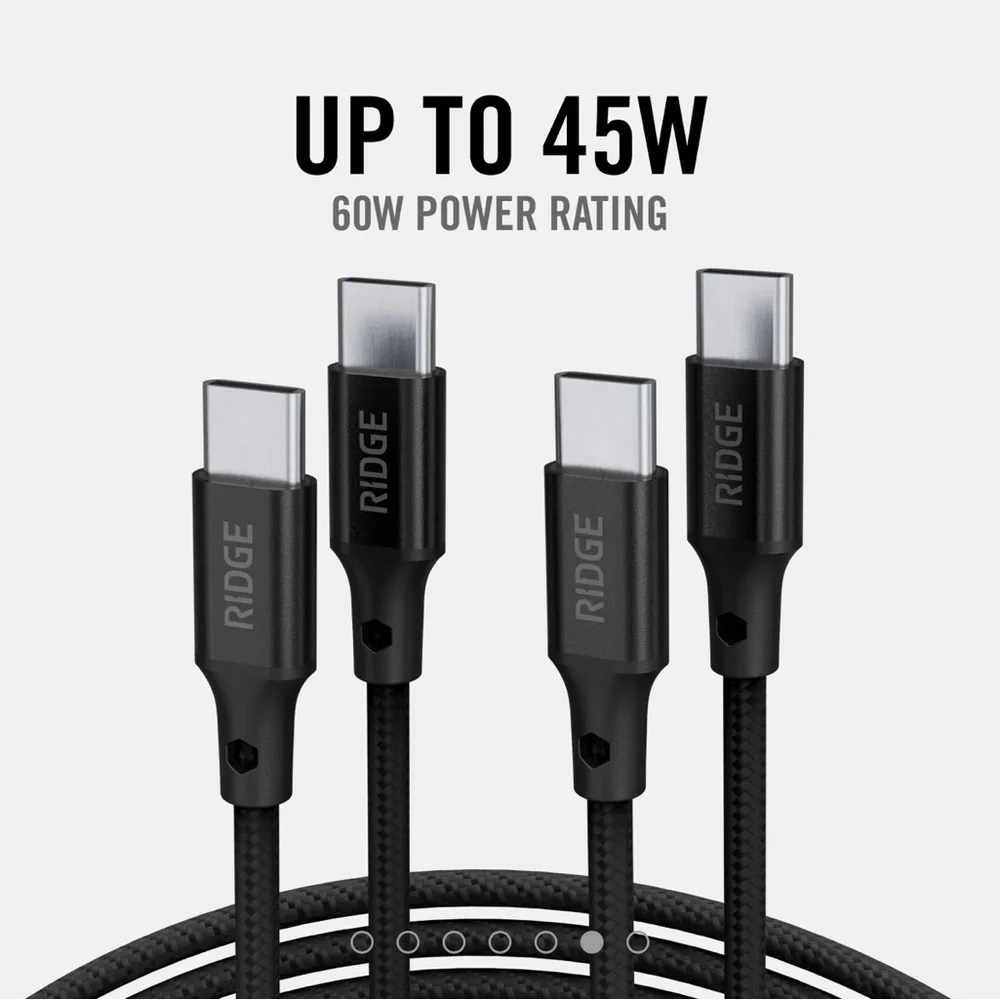 RIDGE WALL CHARGER | 45W POWER ADAPTER KIT | MATTE BLACK
